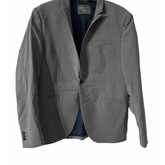 Zara Man Men’s Grey Suit Blazer & Pants 36” Jacket 36” Shoulder, pant inseam - Picture 3 of 16